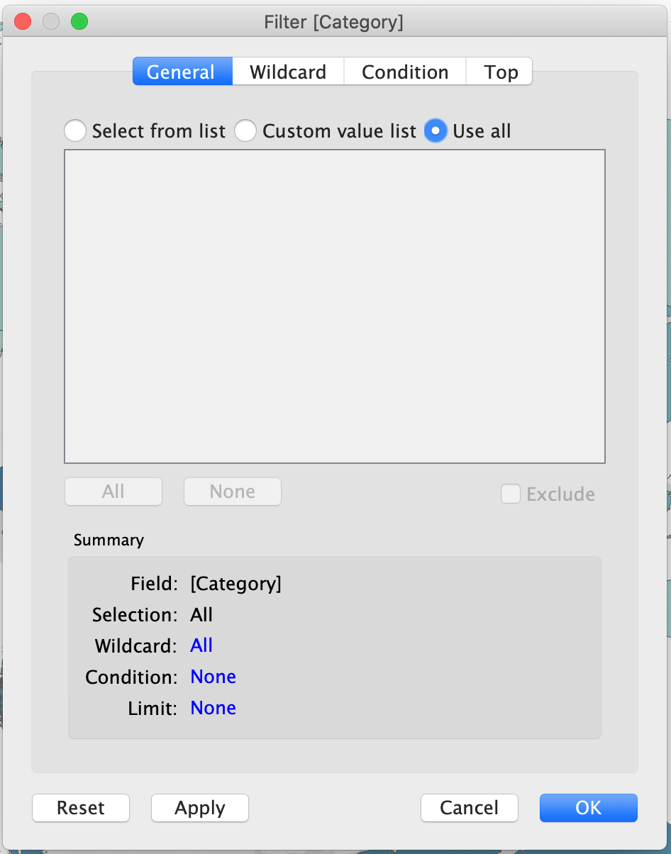 Setting Category filter